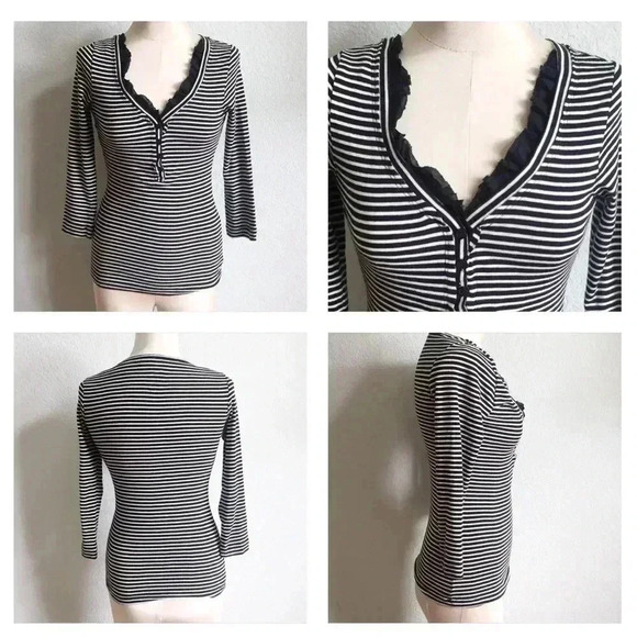 Old Navy Black & White Striped with Ruffle Detail - Picture 3 of 8
